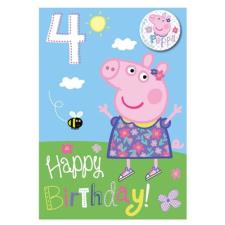 4th Birthday Peppa Pig Card With Badge